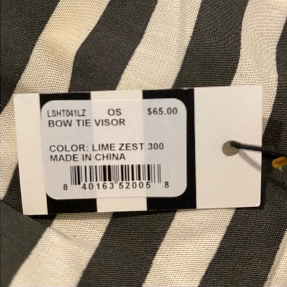 NWT Lele Sadoughi Bow Tie Visor with Dustbag Color: Lime Zest Yellow OS/One Size - Picture 7 of 14